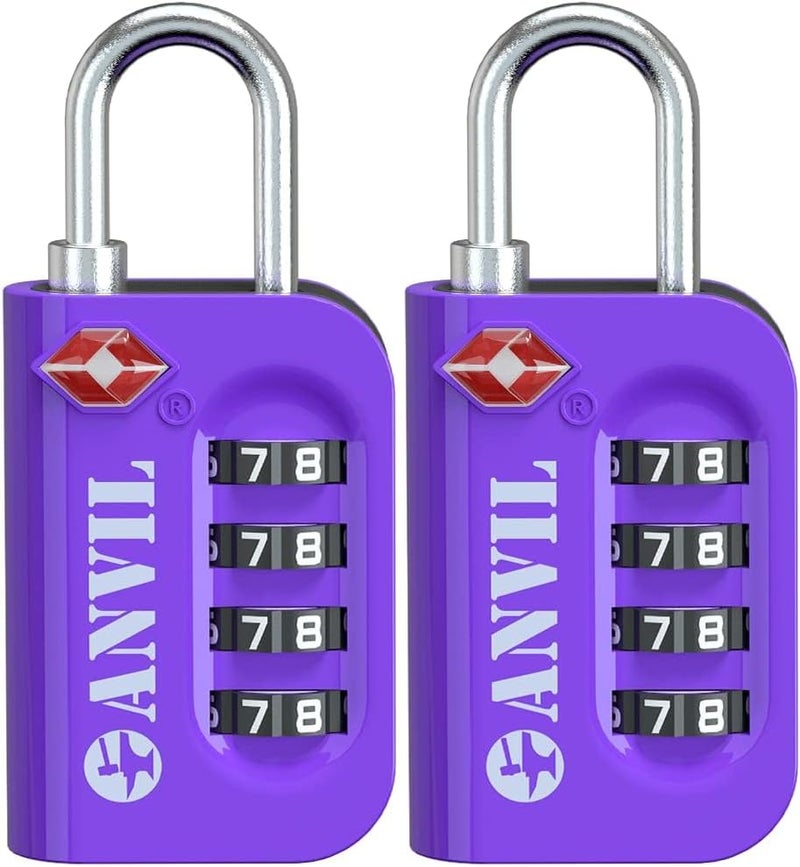 Anvil TSA Approved Luggage Lock - 4 Digit Combination, 10,000 Combinations, Easy-Read Password Window, Travel Lock for Suitcases, Backpacks, Gym & Student Lockers, Baggage - Image 1