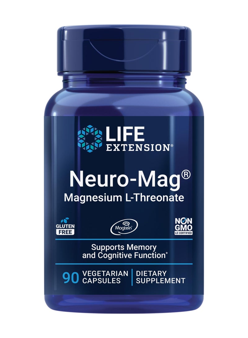 Life Extension Neuro-Mag Magnesium L-Threonate, Memory Health, Quick Thinking, Cognitive Health Support, Vegetarian, Non-GMO, 90 Vegetarian Capsules - Image 1
