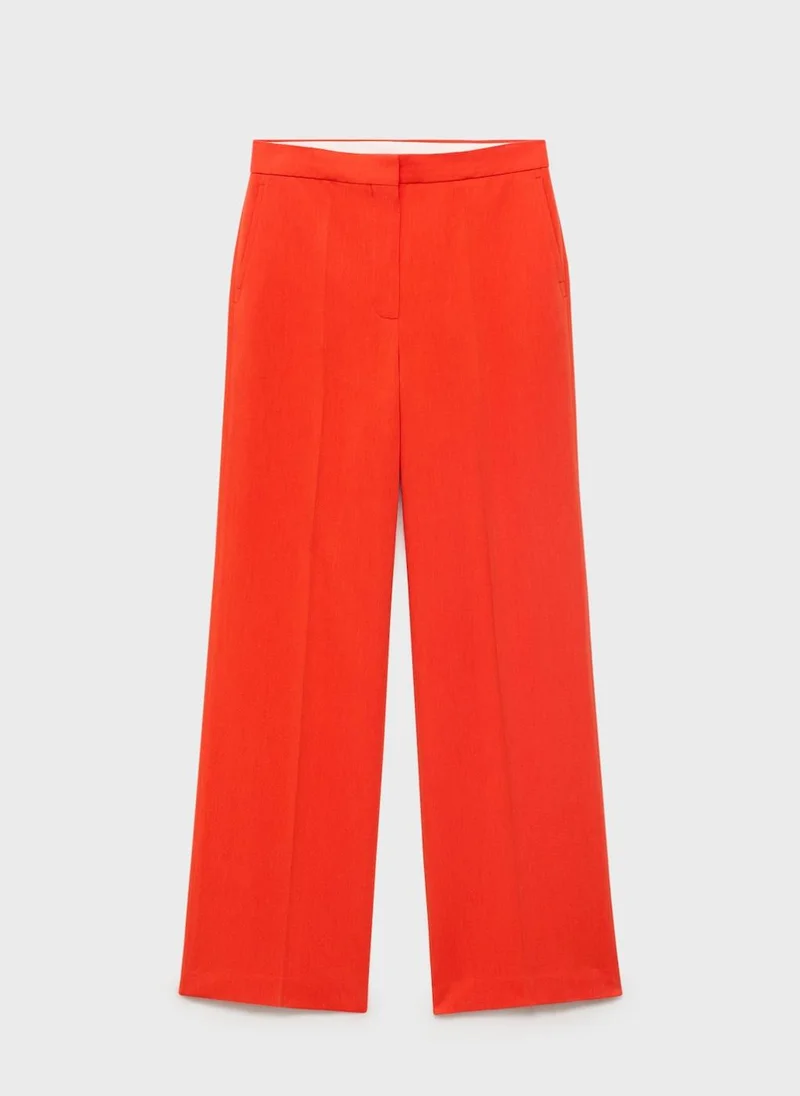 MANGO Straight mid-rise suit trousers