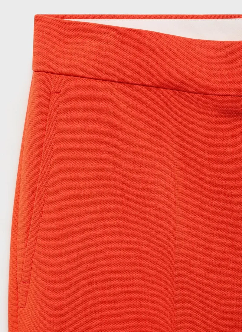 MANGO Straight mid-rise suit trousers