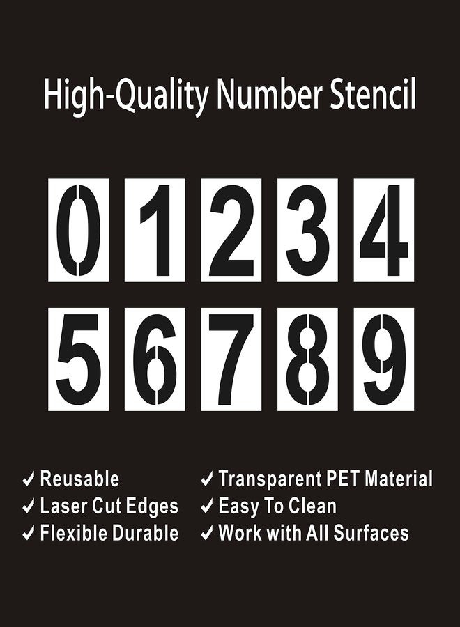 Denylo pro 4 Inch Number Stencils Set Plastic Number Stencils Reusable Digital Templates for Cake Stencil Address Number Painting Stencils Templates - Image 3