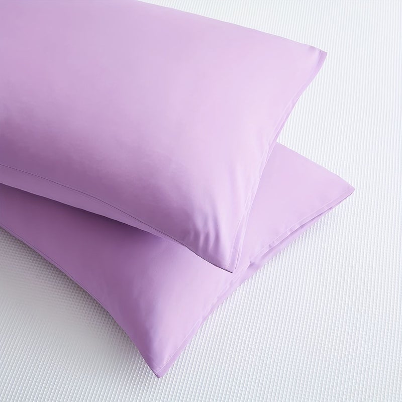 2pcs King Size Light Purple Ultra Soft Microfiber Pillowcases With Envelope Closure Comfortable And Machine Washable No Pillow Inserts Included - Image 2