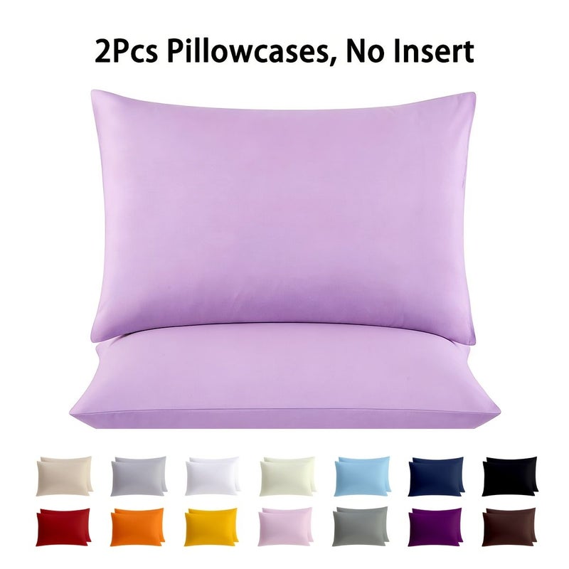 2pcs King Size Light Purple Ultra Soft Microfiber Pillowcases With Envelope Closure Comfortable And Machine Washable No Pillow Inserts Included - Image 1