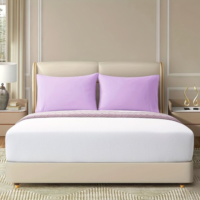 2pcs King Size Light Purple Ultra Soft Microfiber Pillowcases With Envelope Closure Comfortable And Machine Washable No Pillow Inserts Included - Image 4