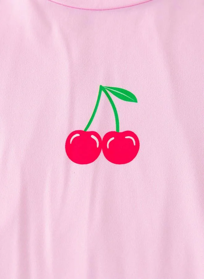 Take Two  Girls Pink Cherry Print T-Shirt And Shorts Set for Women | Best Price UAE