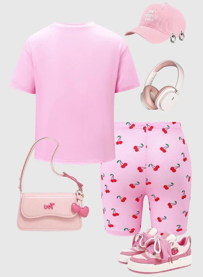 تايك تو مجموعة من تيشيرت بطبعة كرز وشورت للأطفال