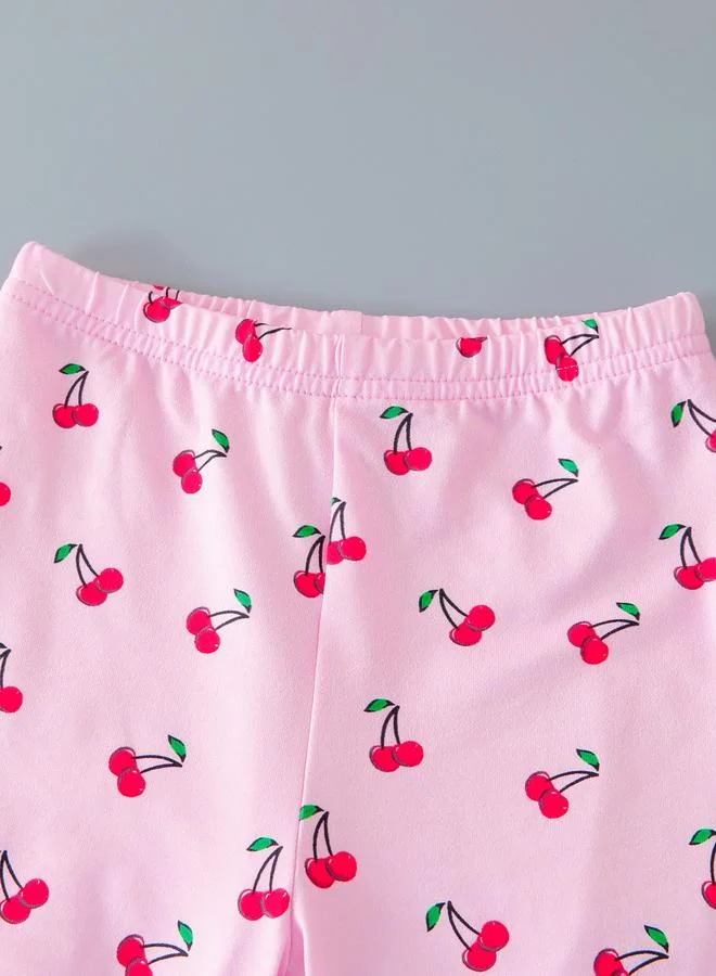 Take Two  Girls Pink Cherry Print T-Shirt And Shorts Set for Women | Best Price UAE