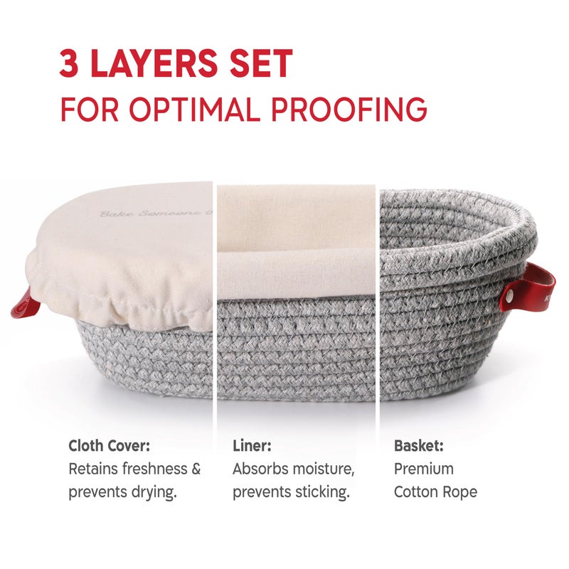 KneadAce Sourdough Starter Kit â€“ 34oz Starter Jar, 2 Oval Banneton Proofing Baskets, Magnetic Bread Lame for Scoring â€“ Gift for Bakers & Complete Sourdough Bread Baking Set - Image 2