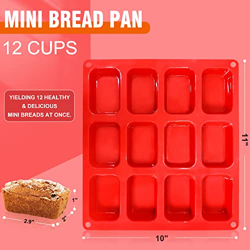 Walfos Silicone Mini Loaf pan, 12 Cavities Mini Bread Pan Brownie Pan, Food Grade & Non-stick, Ideal For Mini Bread, Brownie, Cornbread, Cheesecake & Chocolate - Image 2