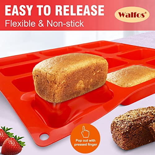 Walfos Silicone Mini Loaf pan, 12 Cavities Mini Bread Pan Brownie Pan, Food Grade & Non-stick, Ideal For Mini Bread, Brownie, Cornbread, Cheesecake & Chocolate - Image 3