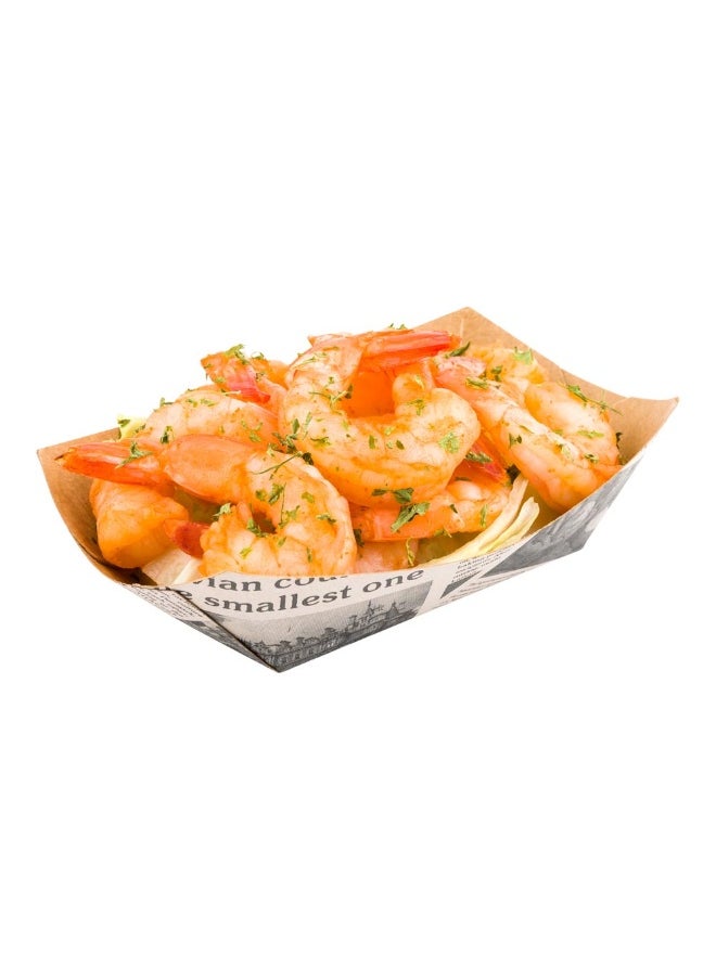 Bio Tek 6 Ounce Boat Paper Boats, 400 Disposable #40 Food Trays - PE Lining, Durable, Newsprint Paper Food Baskets, For Concession Stands, Picnics, or Fairs, Stackable