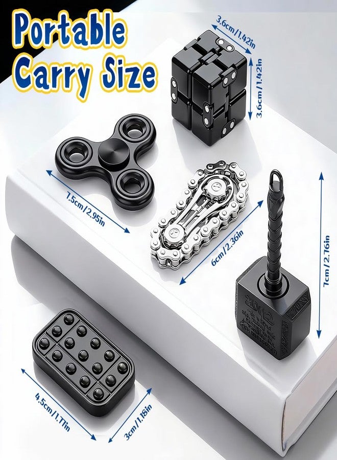 Amarlozn 5PCS Fidget Toys Set for Kids Adults, Easter Basket Stuffers for Teen with Fidget Chain, Infinity Cube, Fidget Slider, 2 in 1 Hammer Spinner, Metal Tri Spinner, Stress Relief Office Birthday Gift - Image 3