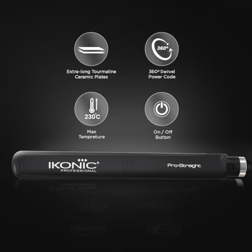 Ikonic Pro Straight Hair Straightener, Black, Floating Ceramic Plates, Nano Titanium Technology,Overheat protection - Image 5