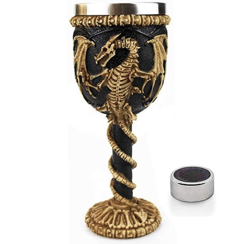LitLife Medieval GOT Dragon Chalice Goblet Dungeons  Dragons Game Gift Ideas of Thrones Merchandise Drinking Cup Vessel with Wine Drip Ring 