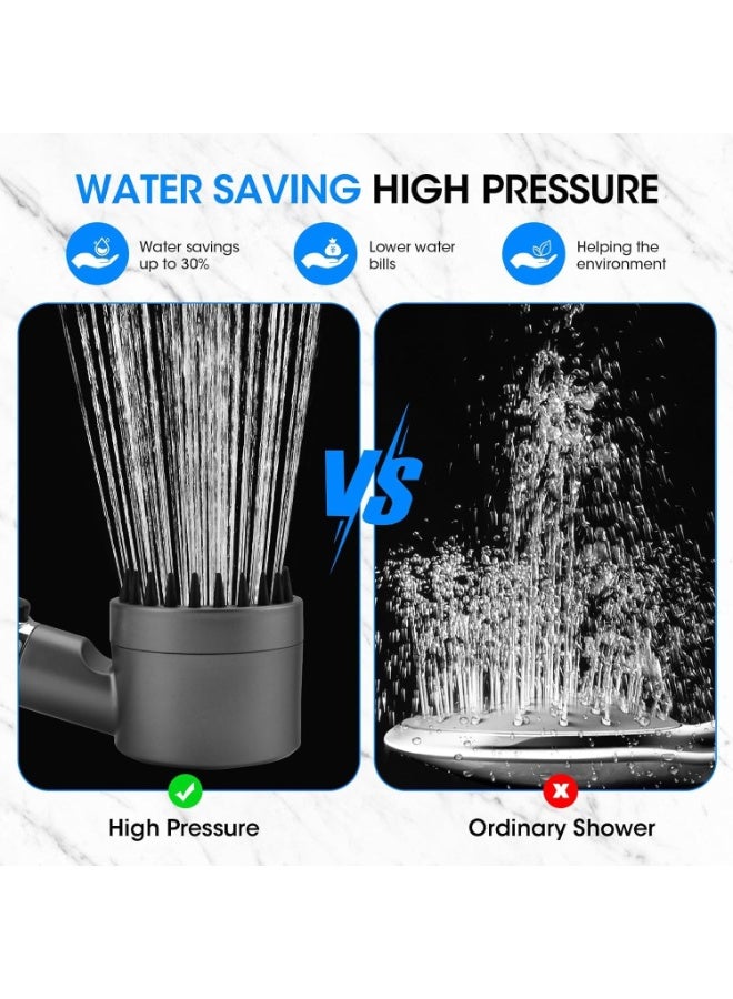 م.ا & ف'س Filtered Shower Head, High Pressure Shower Head with 3 Spray Modes, Power Wash for Hard Water, Handheld Showerhead with On/Off Switch, Multifunctional Massage Shower (Grey) - Image 5
