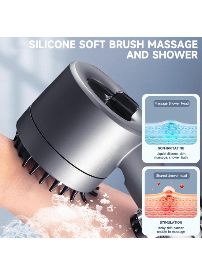 م.ا & ف'س Filtered Shower Head, High Pressure Shower Head with 3 Spray Modes, Power Wash for Hard Water, Handheld Showerhead with On/Off Switch, Multifunctional Massage Shower (Grey) - Image 3