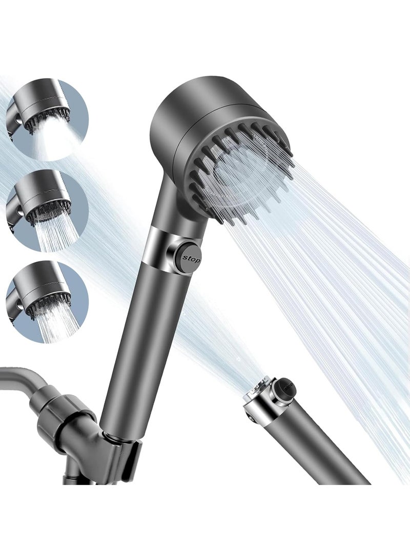 م.ا & ف'س Filtered Shower Head, High Pressure Shower Head with 3 Spray Modes, Power Wash for Hard Water, Handheld Showerhead with On/Off Switch, Multifunctional Massage Shower (Grey) - Image 1
