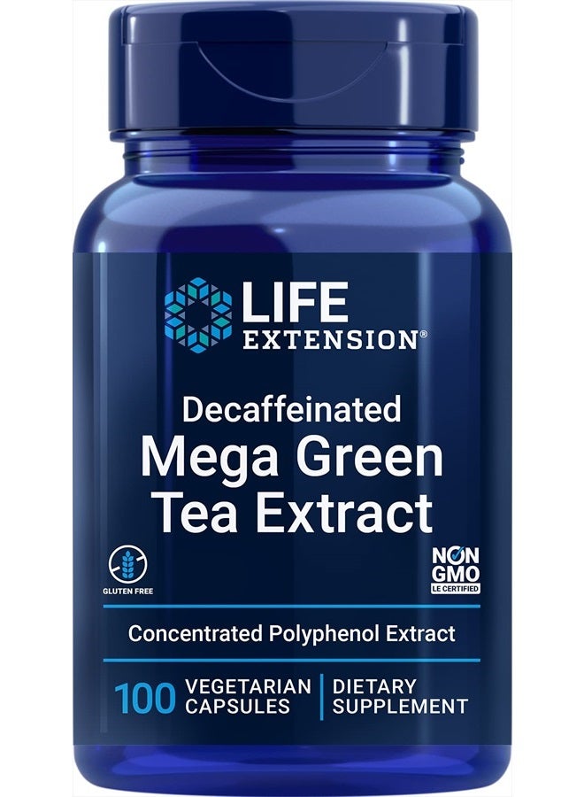 Life Extension مستخلص الشاي الأخضر المزيل للكافيين - غني بالبوليفينول، صحة الخلايا، صحة القلب، صحة الدماغ، حماية مضادة للأكسدة - غير معدّل وراثيًا، خالي من الغلوتين، نباتي - 100 كبسولة - Image 1