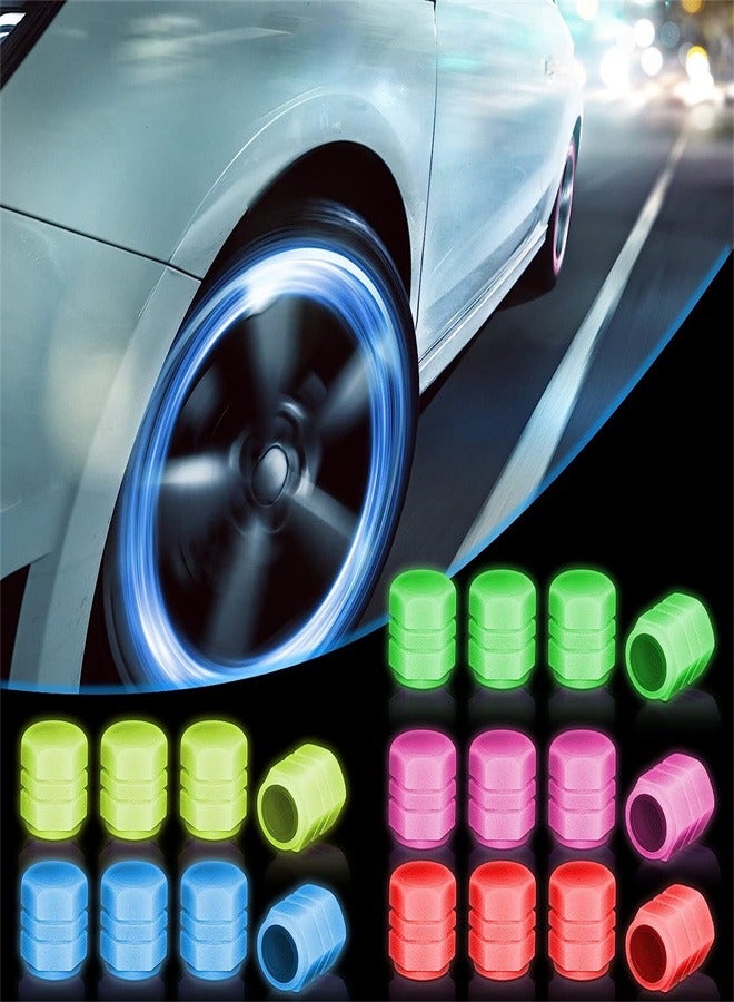 Generic Fluorescent Tire Valve Stem Caps，20 Pcs Glow in the Dark Tire Valve CoversFluorescent Tire Valve Stem Caps Tire Valve Caps for Car, Truck, SUV, Motorcycles, Bike (5 Colors)  - Image 1