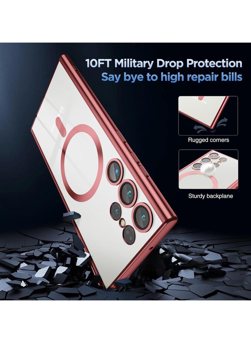 انبلاك سامسونج جالاكسي اس 24 الترا ‫(Samsung Galaxy S24 Ultra) جراب  مغناطيسية مع عدسة الكاميرا - احمر - Image 2