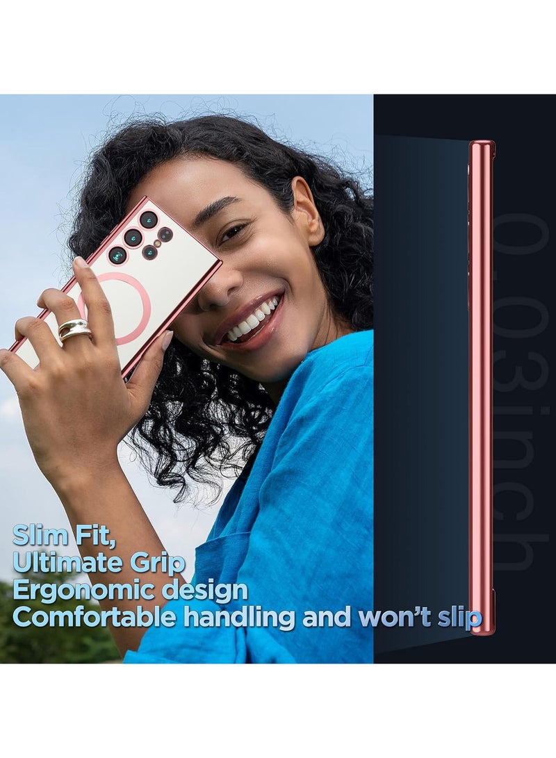 انبلاك سامسونج جالاكسي اس 24 الترا ‫(Samsung Galaxy S24 Ultra) جراب  مغناطيسية مع عدسة الكاميرا - احمر - Image 3