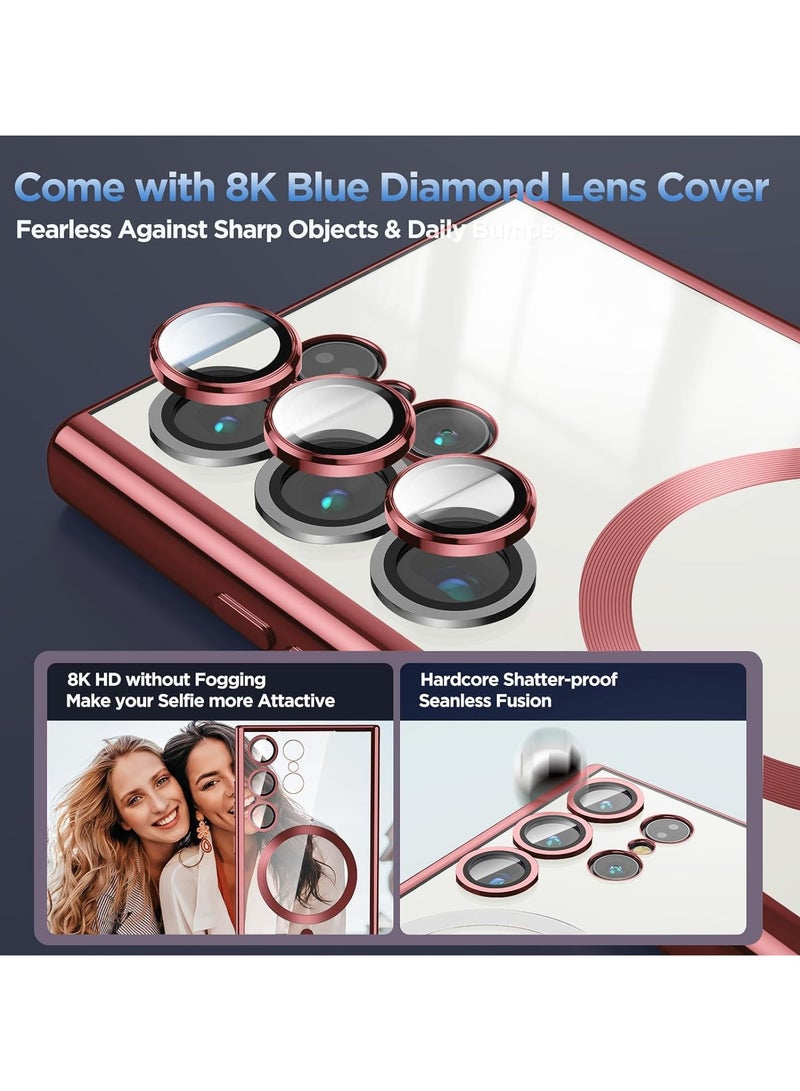 انبلاك سامسونج جالاكسي اس 24 الترا ‫(Samsung Galaxy S24 Ultra) جراب  مغناطيسية مع عدسة الكاميرا - احمر - Image 4