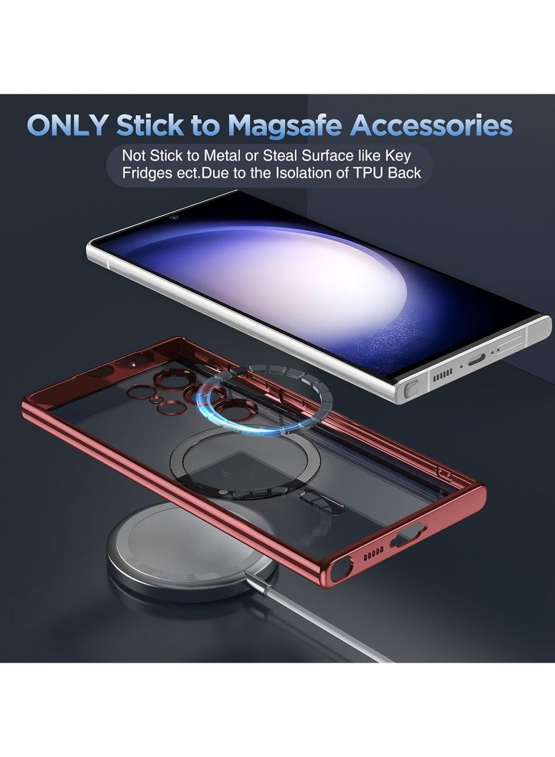 انبلاك سامسونج جالاكسي اس 24 الترا ‫(Samsung Galaxy S24 Ultra) جراب  مغناطيسية مع عدسة الكاميرا - احمر - Image 5