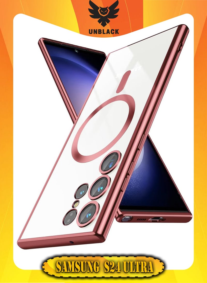 انبلاك سامسونج جالاكسي اس 24 الترا ‫(Samsung Galaxy S24 Ultra) جراب  مغناطيسية مع عدسة الكاميرا - احمر - Image 1