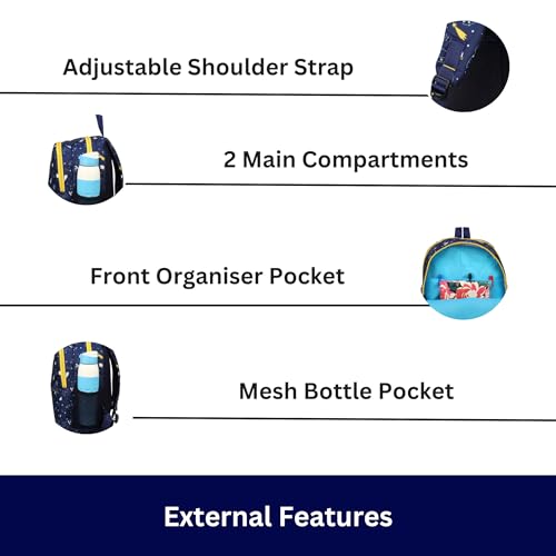 HYDER Kids 20L Zippy Rocket Backpack Best Stylish Waterproof Lightweight Casual/Picnic/Tuition/School Bag for Children Boys And Girls (Navy Blue) - Image 3