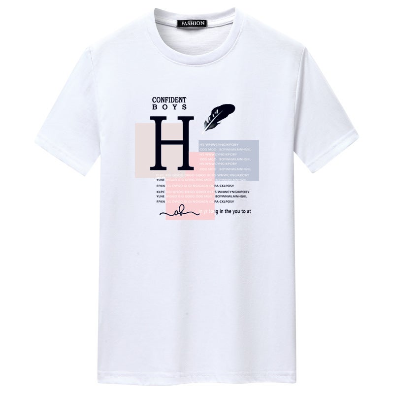 Summer New Short-sleeved T-shirt 2023 Cotton Men's White Round Neck Half-sleeved Loose Casual T-shirt Base Shirt Men's Batch - Image 2