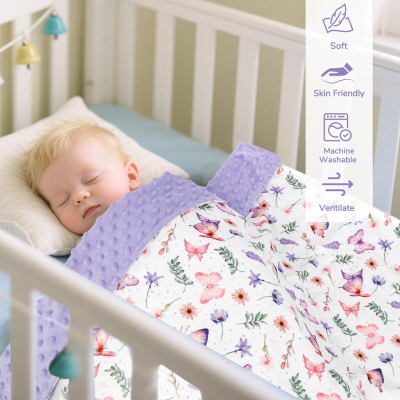 Pea Pod 30'' X 40''Baby Blankets Soft Purple Minky Toddler Newborn Blanket For Boys Girls  Dotted Backing  Double Layer  Crib Receiving Blanket For Nursery/Stroller/Toddler Bed/Baby Carseat - Image 3