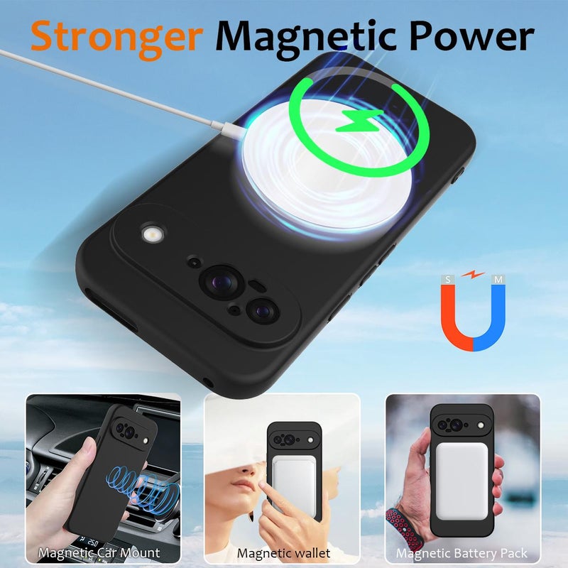 HuHa Protective Cover For Google Pixel 9 Shockproof Silicone Magsafe Phone Case(Black) - Image 3