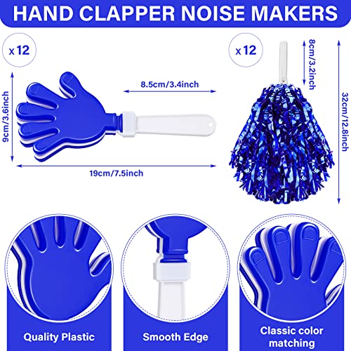 Sosation 36 Pcs Metallic Cheerleading Pom Poms Hand Clappers Party Favors and Thunder Sticks Noise Makers for Sporting Events Team Spirit Soccer AccessoriesBlue - Image 3