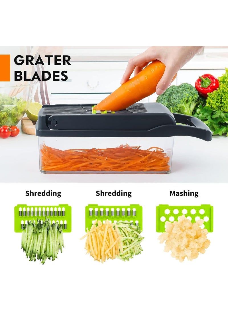 Generic 16-in-1 Vegetable Chopper & Slicer with Container – Multi-Function Food Cutter with Interchangeable Blades for Dicing, Slicing & Grating - Image 3