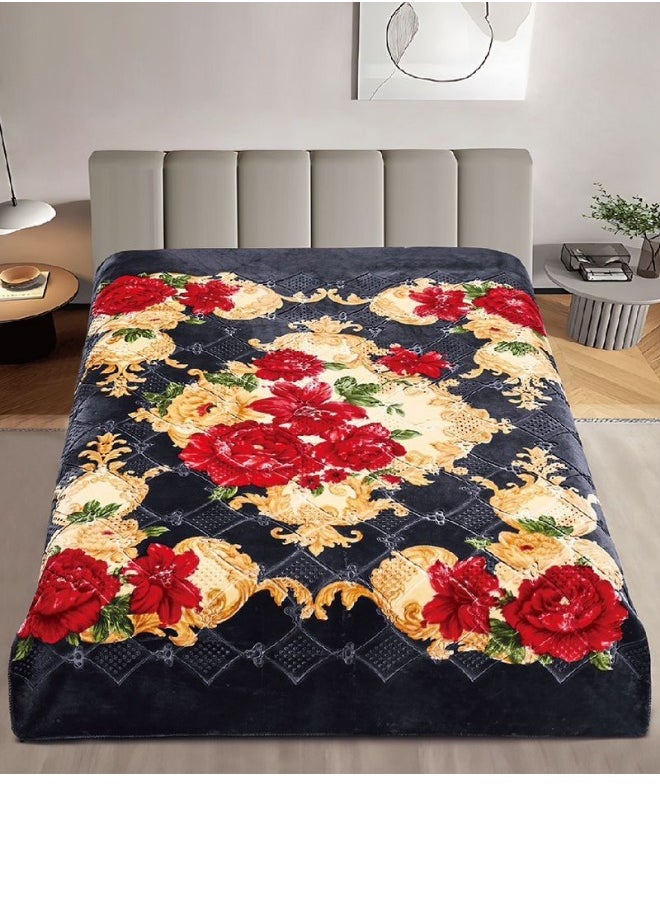 SMART HOME Luxury Double-Sided Winter Blanket - Soft, Silky, and Luxuriously Textured Double-Layer Bed Blanket - 4 kg - 200x230 cm - Heavy Blanket, Textured Blanket, Thick Double-Layer Winter Blanket - Ideal for Sleeping and Winter Furnishings  - Image 2