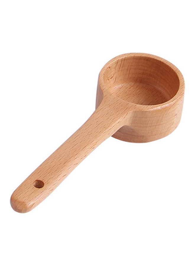 اليشمك مغرفة قهوة خشبية متعددة الوظائف بمقبض طويل للمطبخ بيج 15x5x2.5سم - Image 1