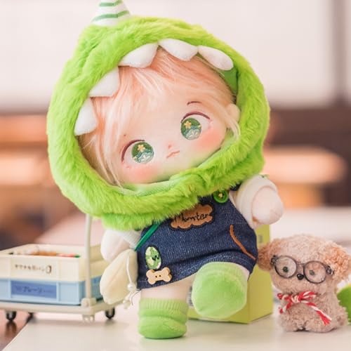 CALEMBOU 20cm Plush Doll, Cute Soft Stuffed Dress up Doll with Skeleton, Kawaii Plush Toys for Birthday with Clothes (Taoyaoyao + Dinosaur Exodus Set) - Image 4