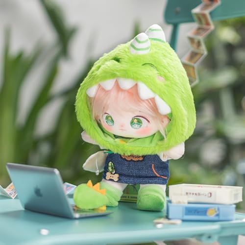 CALEMBOU 20cm Plush Doll, Cute Soft Stuffed Dress up Doll with Skeleton, Kawaii Plush Toys for Birthday with Clothes (Taoyaoyao + Dinosaur Exodus Set) - Image 5
