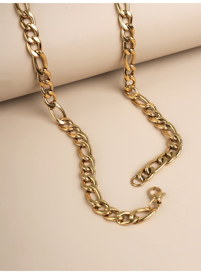 PALMONAS Gold Figaro Chain Necklace for Men | 18K Gold Plated, Waterproof & Anti-Tarnish - Image 4