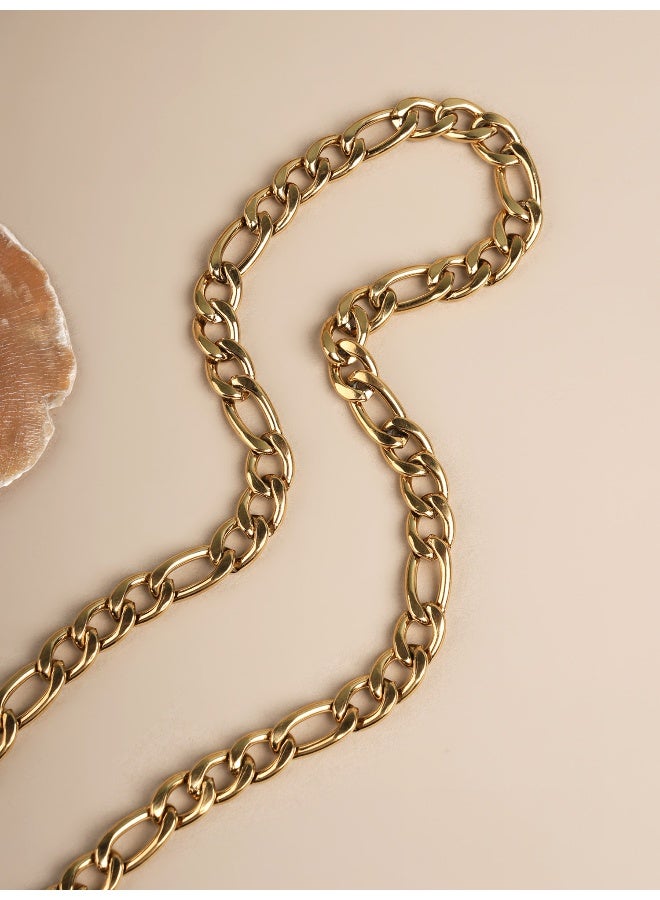PALMONAS Gold Figaro Chain Necklace for Men | 18K Gold Plated, Waterproof & Anti-Tarnish - Image 3