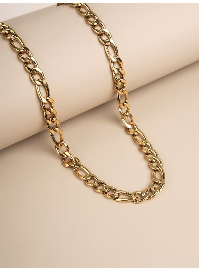 PALMONAS Gold Figaro Chain Necklace for Men | 18K Gold Plated, Waterproof & Anti-Tarnish - Image 2