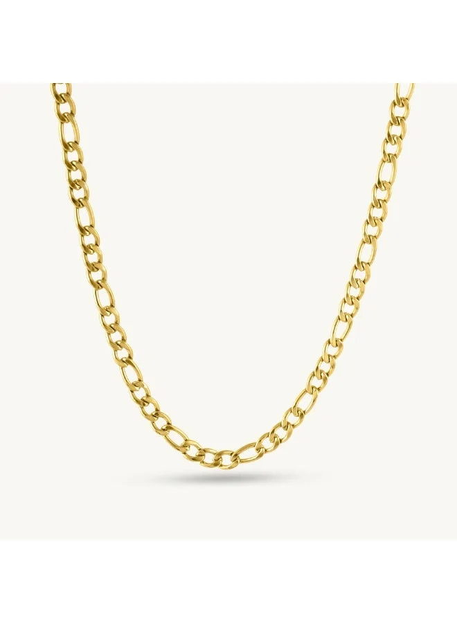 بالموناس PALMONAS 18k Gold Tone Plated Figaro Chain for Men