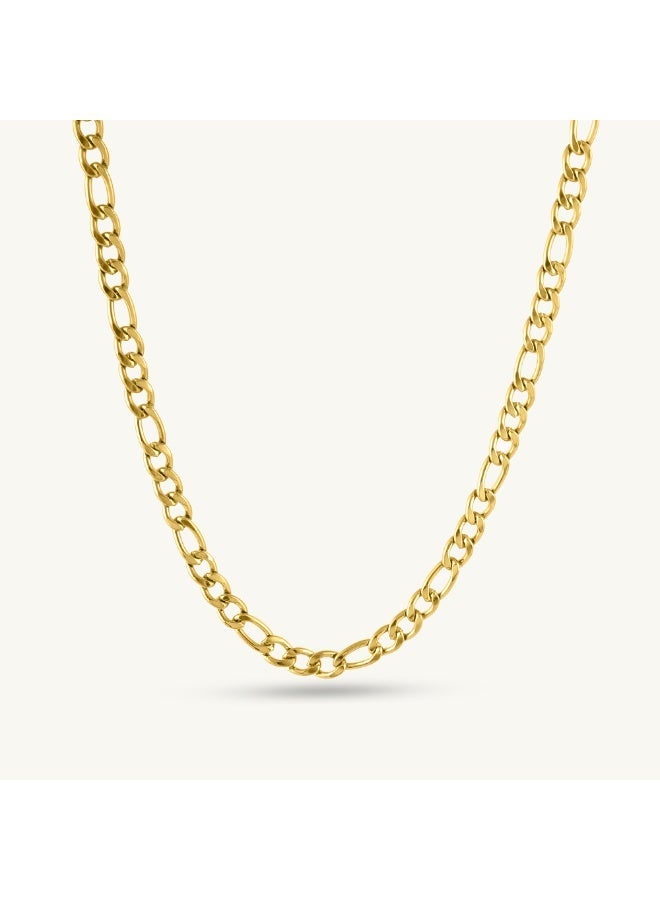 PALMONAS Gold Figaro Chain Necklace for Men | 18K Gold Plated, Waterproof & Anti-Tarnish - Image 1