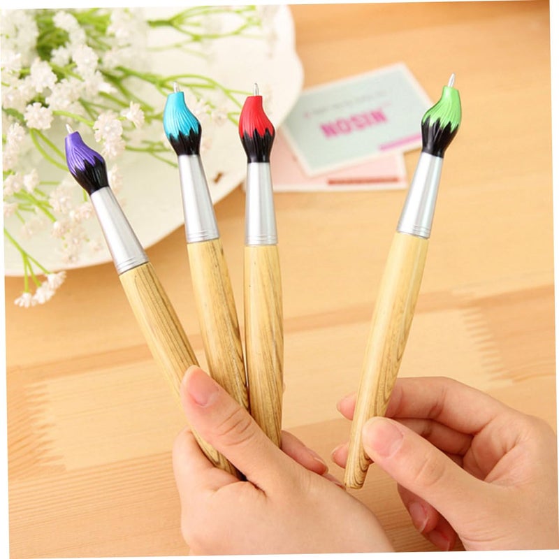 Wooden Ballpoint Pens Smooth Writing 5 Pack Creative Brush Design Office School Supplies - Image 5