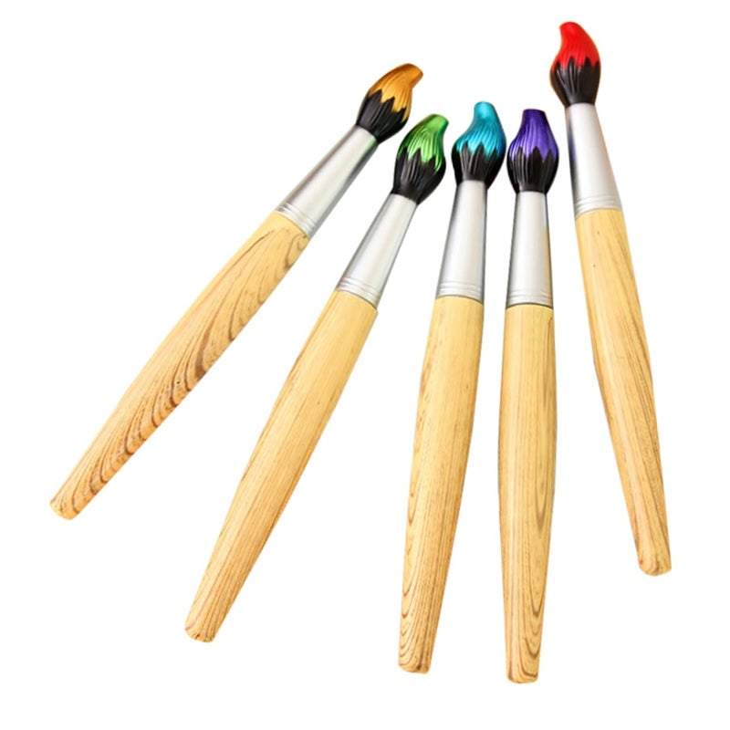 Wooden Ballpoint Pens Smooth Writing 5 Pack Creative Brush Design Office School Supplies - Image 2