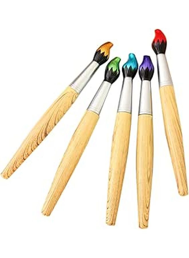 Wooden Ballpoint Pens Smooth Writing 5 Pack Creative Brush Design Office School Supplies - Image 1