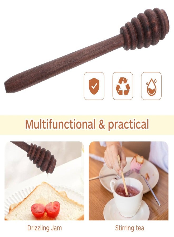 Hemobllo Wooden Honey Dipper 5.5In Food-Grade Grooved Wand Drizzles Syrup Jam Mess-Free for Tea Coffee Baking Jar - Image 3