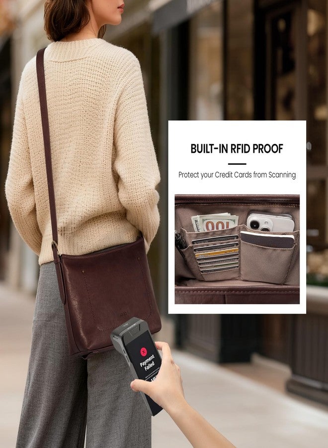 befen Genuine Leather Hobo Crossbody Bag for Women Soft Real Leather Women's Shoulder Handbags with 7 RFID Blocking Card Slots Designer Crossbody Purse with Adjustable Strap for Travel, Coffee - Image 2