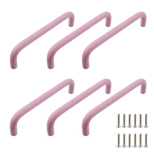 Geesatis Cabinet Pulls Pink Aluminium Alloy Kitchen Drawer Pulls Cabinet HandlesPink5inch Hole Center - Image 1