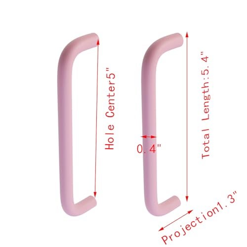 Geesatis Cabinet Pulls Pink Aluminium Alloy Kitchen Drawer Pulls Cabinet HandlesPink5inch Hole Center - Image 3